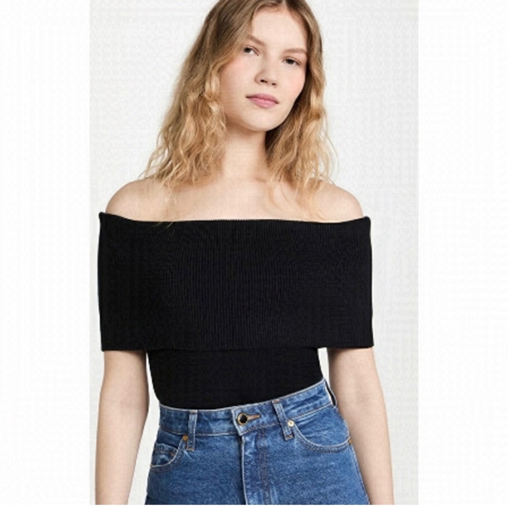 Line & Dot Strapless Black Sweater, size M